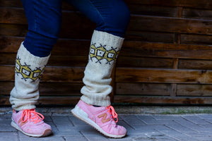 Geometric Leg Warmers - Whites - Naturally Dyed - Selection 2