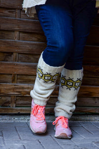Geometric Leg Warmers - Whites - Naturally Dyed - Selection 2