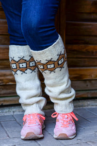 Geometric Leg Warmers - Whites - Naturally Dyed - Selection 2