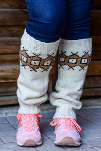 Geometric Leg Warmers - Whites - Naturally Dyed - Selection 2