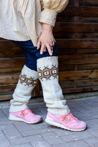 Geometric Leg Warmers - Whites - Naturally Dyed - Selection 2