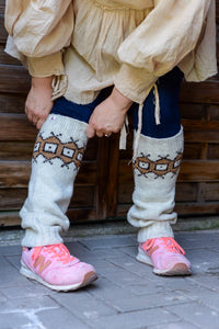 Geometric Leg Warmers - Whites - Naturally Dyed - Selection 2