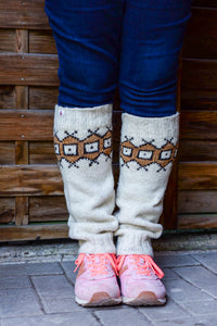 Geometric Leg Warmers - Whites - Naturally Dyed - Selection 2