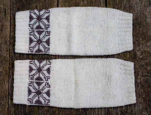 Star Legwarmers - Handspun Wool - Off-White/Grey