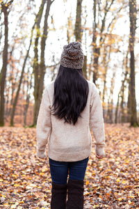NEW!!! Diamond Cable Slouch Hat - Handspun Wool - Marled Brown