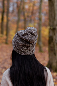 NEW!!! Diamond Cable Slouch Hat - Handspun Wool - Marled Brown