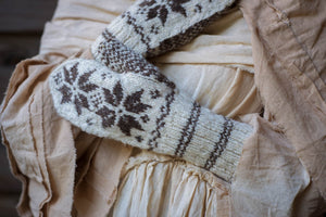 Snowflake Mittens - Handspun Wool - Off-White