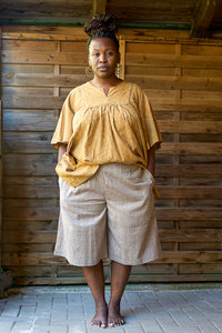 Boat Cropped Pant - Handwoven - Seed Pod Brown