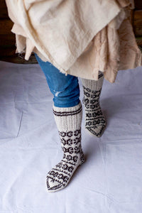 Boot Socks - Handspun Wool - Off-White