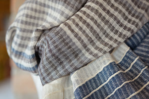 Handwoven Organic Cotton Shawl - Seed to Weave - Indigo and Myrobalan