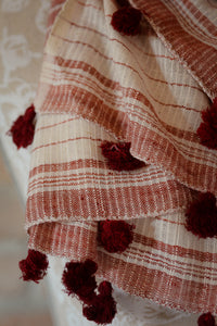 Handwoven Organic Cotton Shawl - Seed to Weave - Naturally Dyed - Madder Stripe