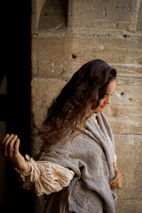 Triangle Shawl - Handspun Wool - Grey