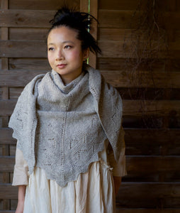 Triangle Shawl - Handspun Wool - Grey