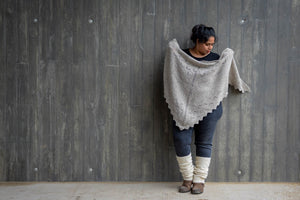 Triangle Shawl - Handspun Wool - Grey