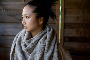 Triangle Shawl - Handspun Wool - Grey