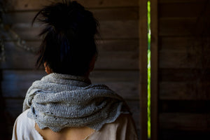 Triangle Shawl - Handspun Wool - Grey