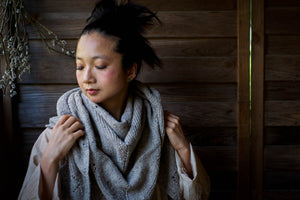 Triangle Shawl - Handspun Wool - Grey