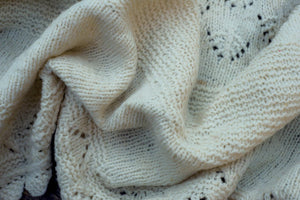 Triangle Shawl - Handspun Wool - Off-White