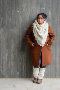 Triangle Shawl - Handspun Wool - Off-White