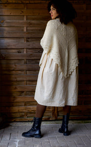 Triangle Shawl - Handspun Wool - Off-White