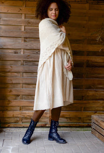 Triangle Shawl - Handspun Wool - Off-White