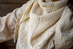 Triangle Shawl - Handspun Wool - Off-White