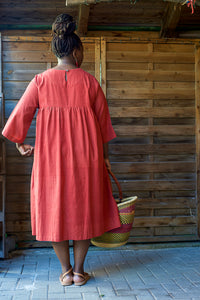 Smock Dress Gulmohar - Handwoven - Madder Red