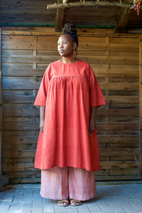 Boat Pant - Handwoven - Faded Red