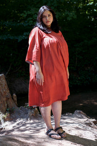 Smock Dress Gulmohar - Handwoven - Madder Red