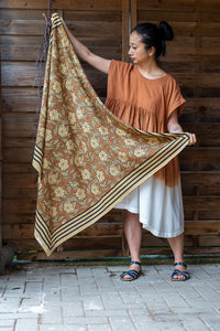 Butterfly Shawl - Block Printed - Gold and Black