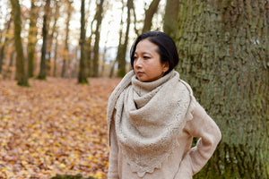 NEW!!! Triangle Shawl - Handspun Wool - Oatmeal