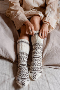 Bed Socks - Handspun Wool - White