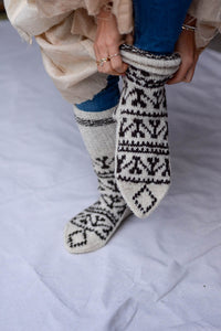 Boot Socks - Handspun Wool - Off-White