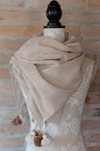 WomenWeave Shawl - Handwoven Organic Cotton - Naturally Dyed - Cutch Stripe